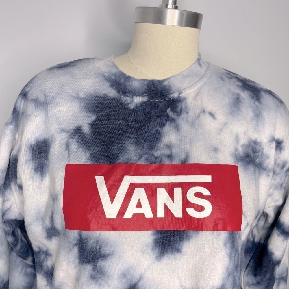 Vans Tie-Dyed Long Sleeve Sweatshirt- Blue and White- Small - Picture 3 of 7